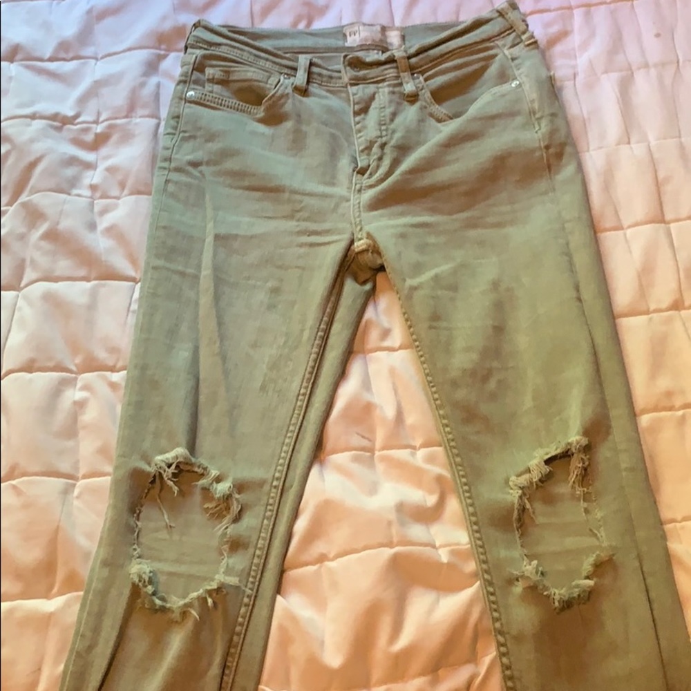 Free people jeans army green jeans